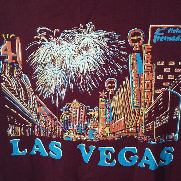 Vintage 70s-80s Miller USA T-Shirt M(38/40) Las Vegas Fremont Single Stitch Plum - Picture 5 of 11